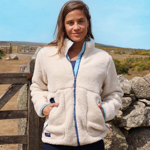 Lazy Jacks LJ801 - Ladies Full Zip Sherpa Fleece - Oatmeal Spearmint