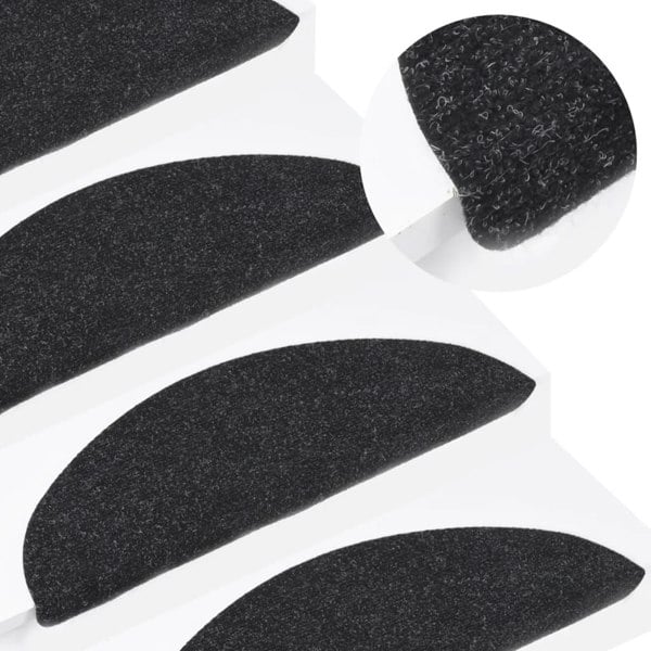 Berkfield Stair Mats Self-adhesive 15 pcs 56x17x3 cm Anthracite