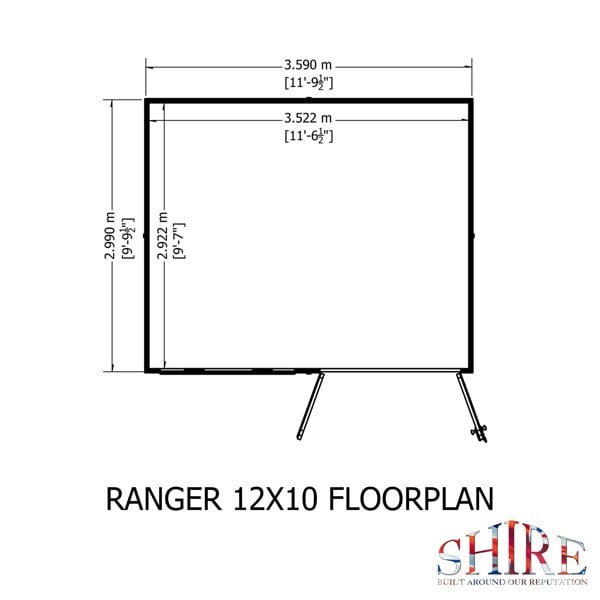 Shire Ranger 12x10 Double Door Premium Pent interlock Shiplap Shed - Best Shed