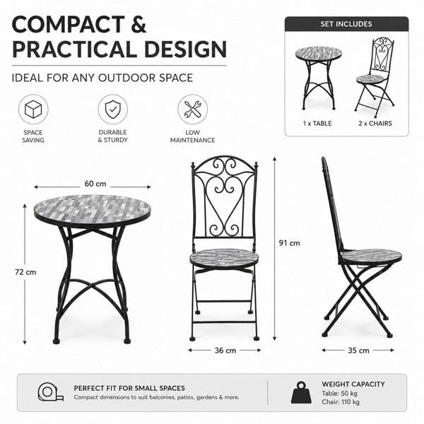 60cm Cascade Mosaic Bistro Set image 5