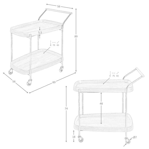 Angel Cerdá Walnut minibar trolley with black steel 3290