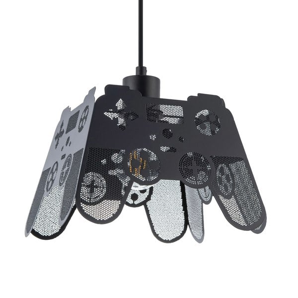 Modern Matte Black Game Controller Pendant Shade with Laser Cut Holes Image 1