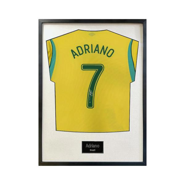 Adriano Signed Brazil Shirt Standard Frame