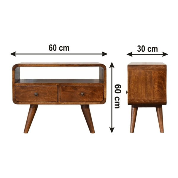 Artisan Furniture Solid Wood Mini Chestnut Curved Media Unit with 2 Drawers