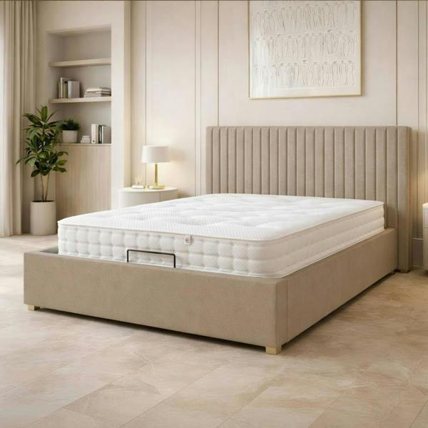 Paradise Beds Pannel line Mobility Bed with Mattress and Headboard Black
