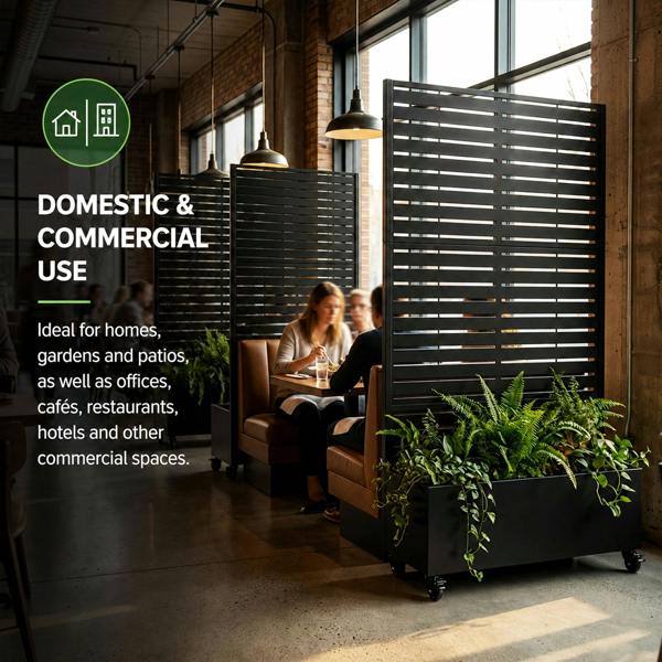 Nicoman Metal Indoor/Outdoor Privacy Screen with Plant Pot - Slats