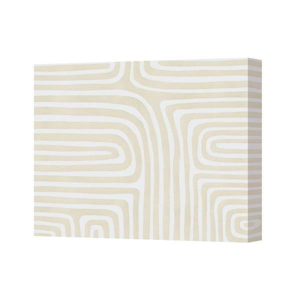 Benjamin Tate Design Beige Abstract Wave Canvas Art Print Modern Wall Decor With Deep Wood Frame