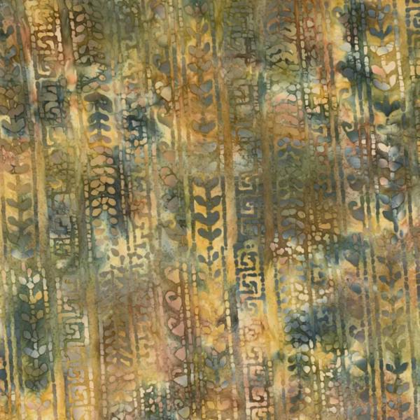 Minerva Gold and Khaki Cotton Batik Dressmaking & Quilting Fabric per metre, 110cm / 43" Wide