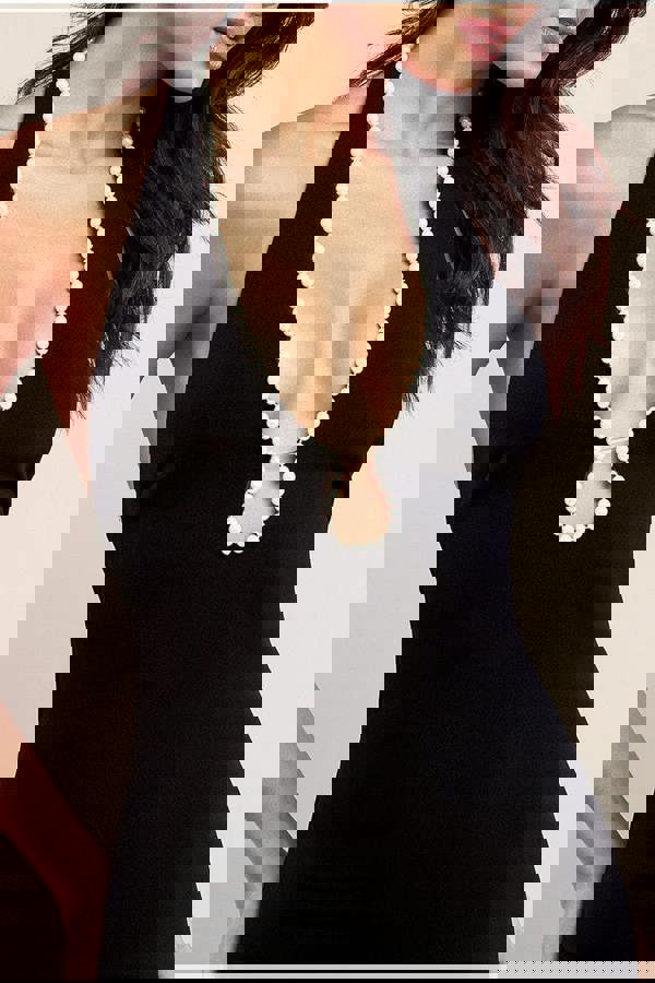 Pearl & Scuba Halter Neck Maxi Dress - Black DR4189