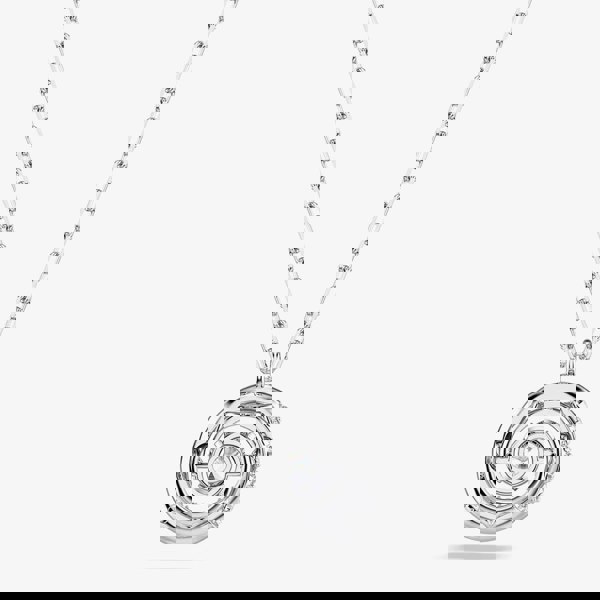 Swarovski Dextera Rhodium Plated Round White Crystal Pendant Necklace 5733400