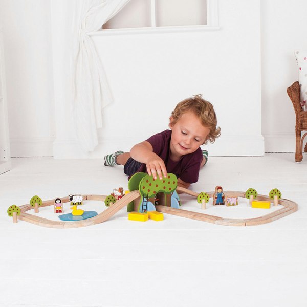 Bigjigs Rail Wooden Farm Train Set - 44 Pieces