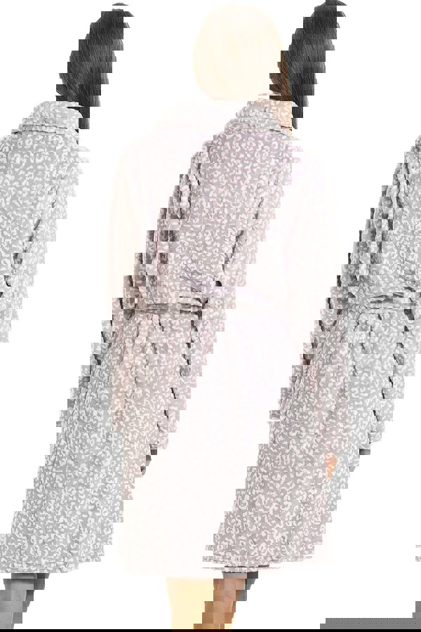 Camille Supersoft Shawl Collared Leopard Print Bathrobe