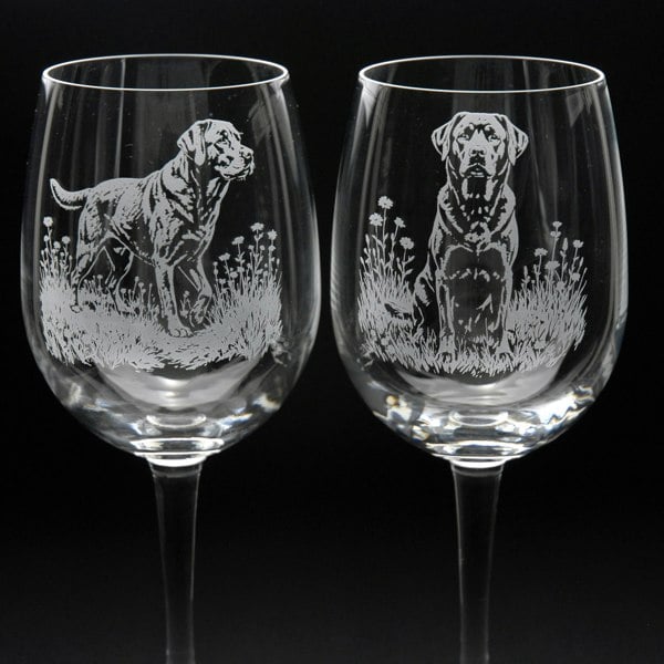 Glyptic Glass Art Labrador Dog Crystal Wine Glass - Hand Etched/Engraved Gift