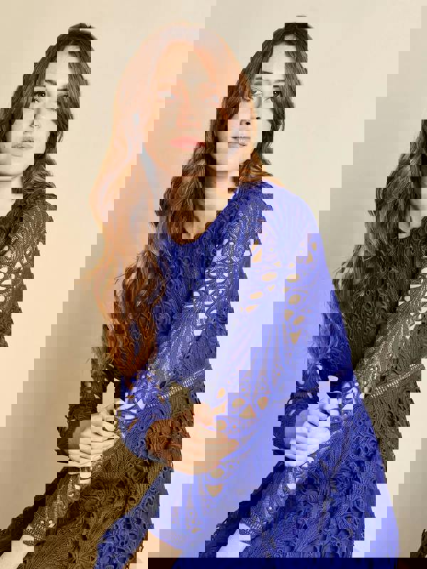 GWD Sheleigh Lace Cobalt Blue Knee Length Dress