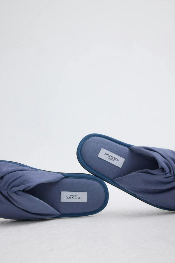 Pretty You London Linen Mule In Folkestone Grey
