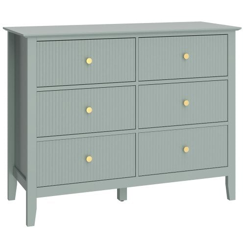 Wyld Haus Visalo Wooden Mint Green 6 Drawer Fluted Storage Dresser
