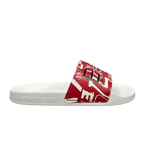 Emporio Armani EA7 EA7 Emporio Armani Visibility Logo Slides White/Red Writing Print