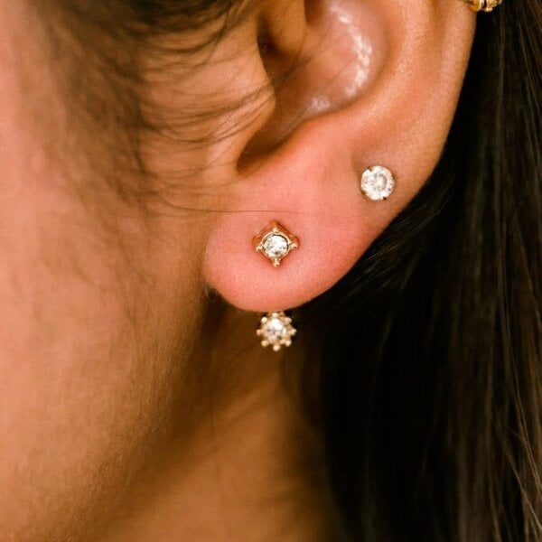 The Colourful Aura Gold Zircon Minimalist Line Back Ear Bar Drop Bar Everyday Stud Earrings