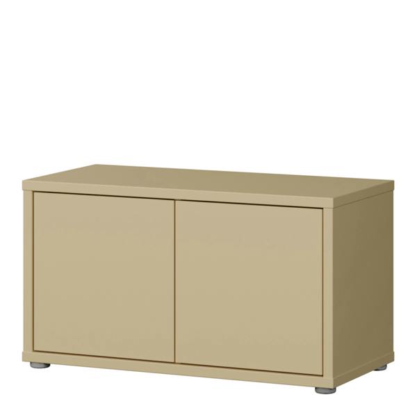 Furniture To Go Alice Springs Bench with 2 Doors Push-to-Open in Butter Yellow