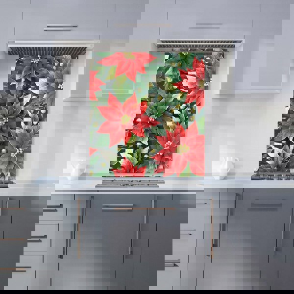 Warren Reed - Designer Poinsetta Watercolour Kitchen Splashback