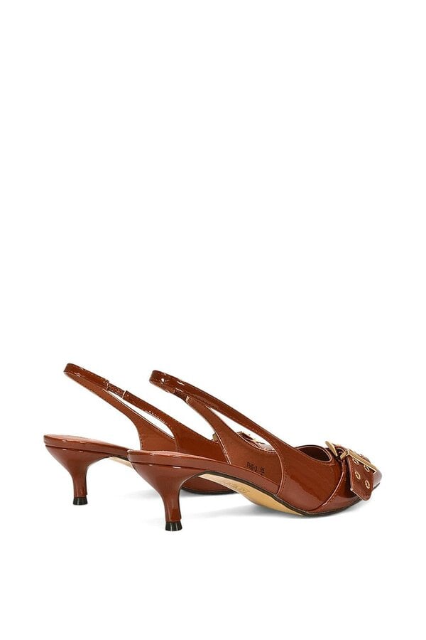 XY LONDON Pointed Toe Kitten Heels With Buckle