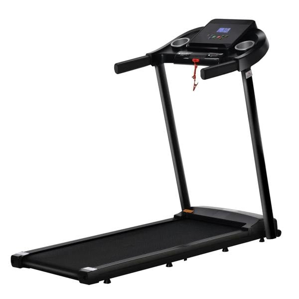 Black electric treadmill with console and LED-style display panel