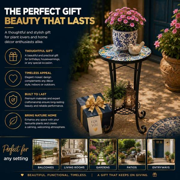35cm Lisbon Mosaic Plant Stand/Side Table image 11