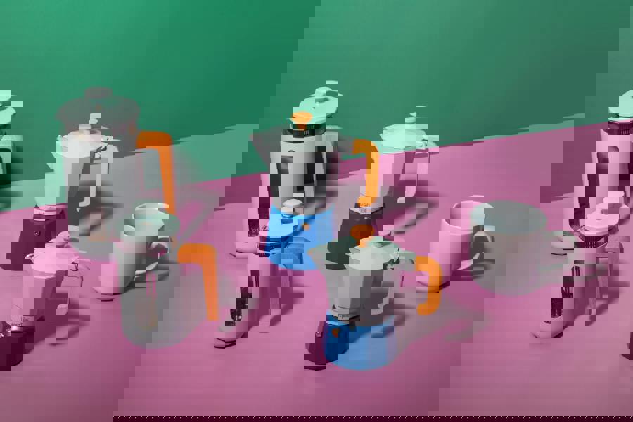 La Cafetière 'Pisa' 8 Cup Cafetiere, Sky Blue with Wooden Handle 1L