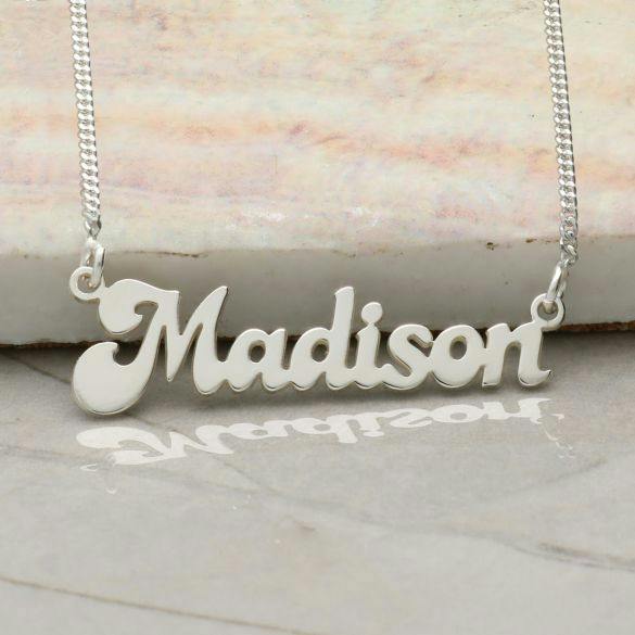Sterling Silver Retro 70s Style Personalised Name Necklace - Love Silver Jewellery