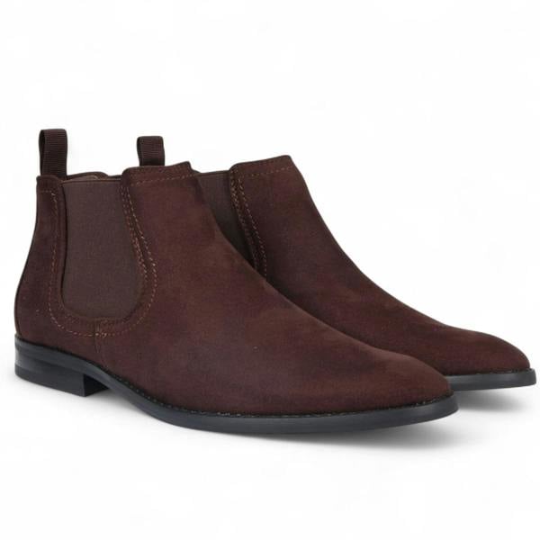 Dolcetto Men's Suede Chelsea Boots Real Leather Lined Slip-On