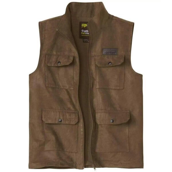 Atlas For Men Mens Faux Suede Gilet - Brown