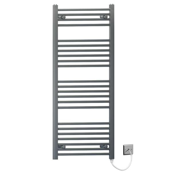 MYHOMEWARE 600 x 1200mm Anthracite Grey Flat Electric Pre-Filled Heated Towel Rail Radiator For Bathroom Designer Standard Element