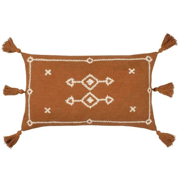 Yard Folis Embroidered Cushion Cover - Pecan