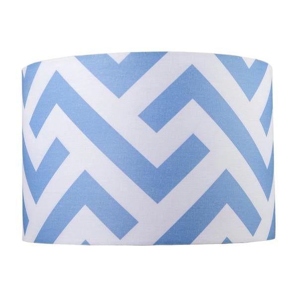 Contemporary Sky Blue Fabric Lamp Shade with Geometric Chevron Pattern Image 4