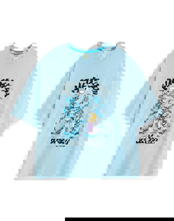 Sesame Street Womens Blue Cookie Monster Short Sleeve Long Leg Pyjama Set