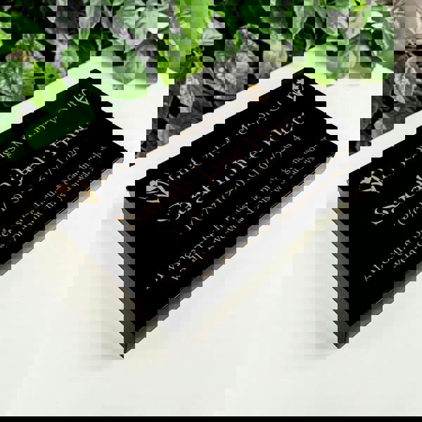 Memorials Direct Granite Memorial Tablet with Daffodil Design, Free Personalised Gold Engraving, Polished Black Granite