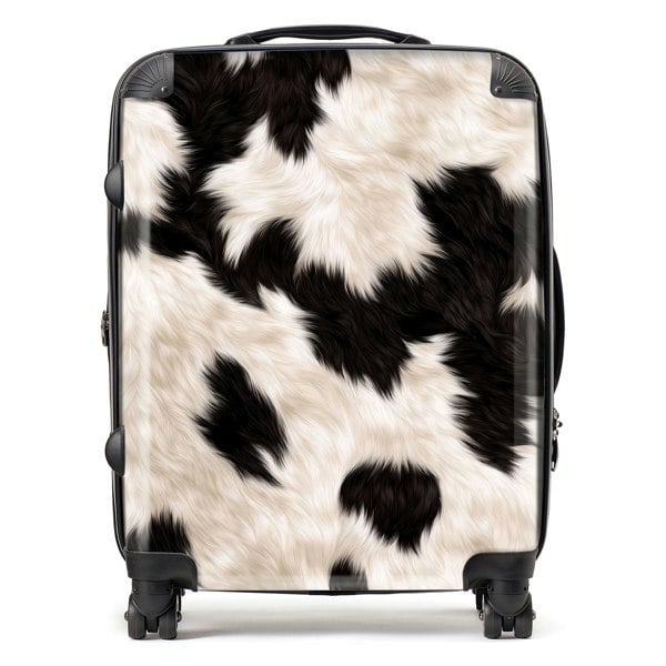 Warren Reed Black And White Cow High Print Suitcase