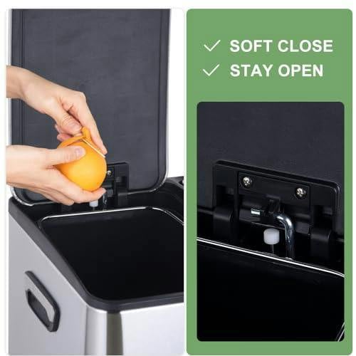 HYGRAD BUILT TO SURVIVE HYGRAD 3 Compartment Recycling Bin 45L Dual Compartments Kitchen Pedal Dust Bin Waste Bin Separation System 3x15L