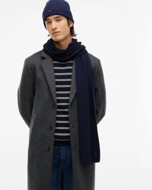 Tommy Hilfiger TH Flag Gift Box Mens Beanie And Scarf - Space Blue
