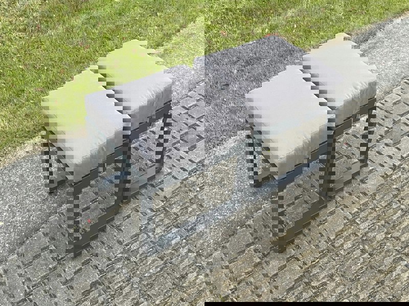 Fimous Aluminium Outdoor Garden Rectangular Coffee table with 2 Footstools for Balcony, Terrace, Pool - Dark Grey