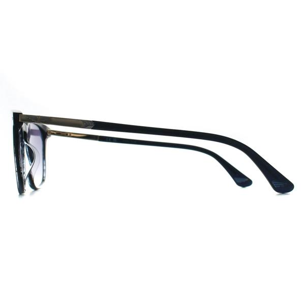 Police Sunglasses SPLQ86 Crossroads 5 0GBL Shiny Striped Blue Smoke Grey Gradient