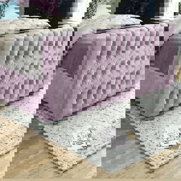 Casa Magna Parma Wide Curved Winged Upholstered Soft Velvet Bed Frame - Pink