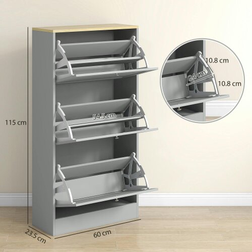 Wyld Haus Sari Wooden Grey Compact 3 Drawer Shoe Cabinet
