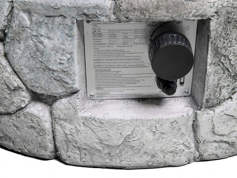 Centurion Supports Fireology KALUYA Grey Lavish Garden and Patio Gas Fire Pit with Eco-Stone Finish - Fully Assembled