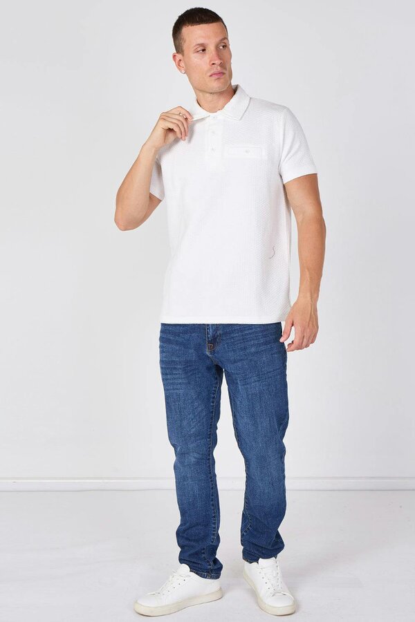 Textured Short Sleeve Polo Shirt