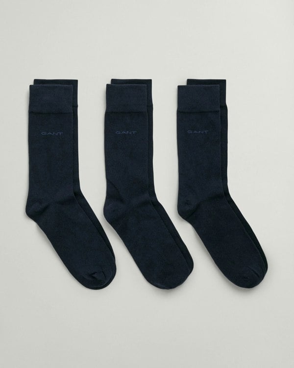 GANT Mens 3 Pack Soft Cotton Socks Marine