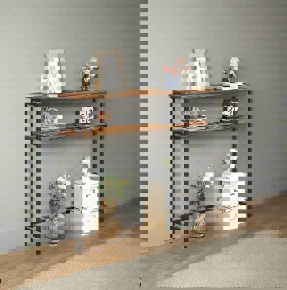 Modcraft Industrial Slim Console Table with Adjustable Shelf
