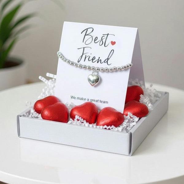 Aye Do Gifts Best Friend Mini Gift Hamper with Silver Heart Bracelet
