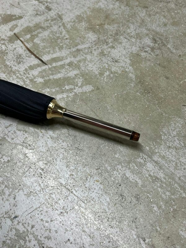 Alexander McQueen Gold Skull Umbrella Wood Detailing Black