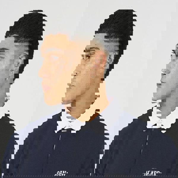 Brave Soul Navy Solid Colour Rugby Shirt - Navy Image 4